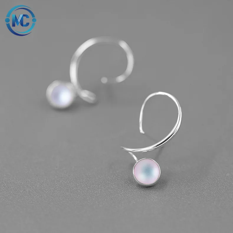 

925 Sterling Silver Abstract Curve Drop Earrings Jewelry