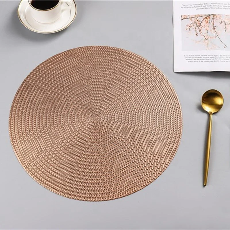 

Factory Direct Nordic Round Pvc Placemat Anti-scalding Heat Insulation Hotel Restaurant Table Mat, As shown