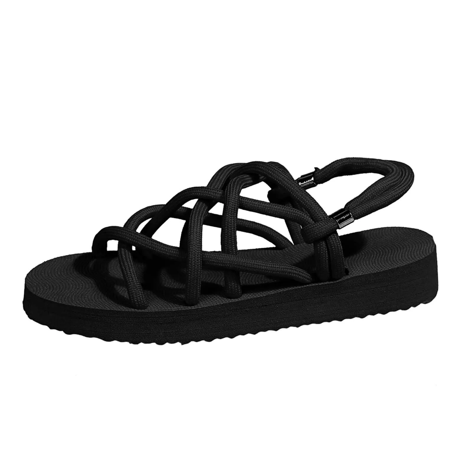 

curlyfur black color rope slippers shoes girls fashion 2021 new arrivals hemp rope sandals for women