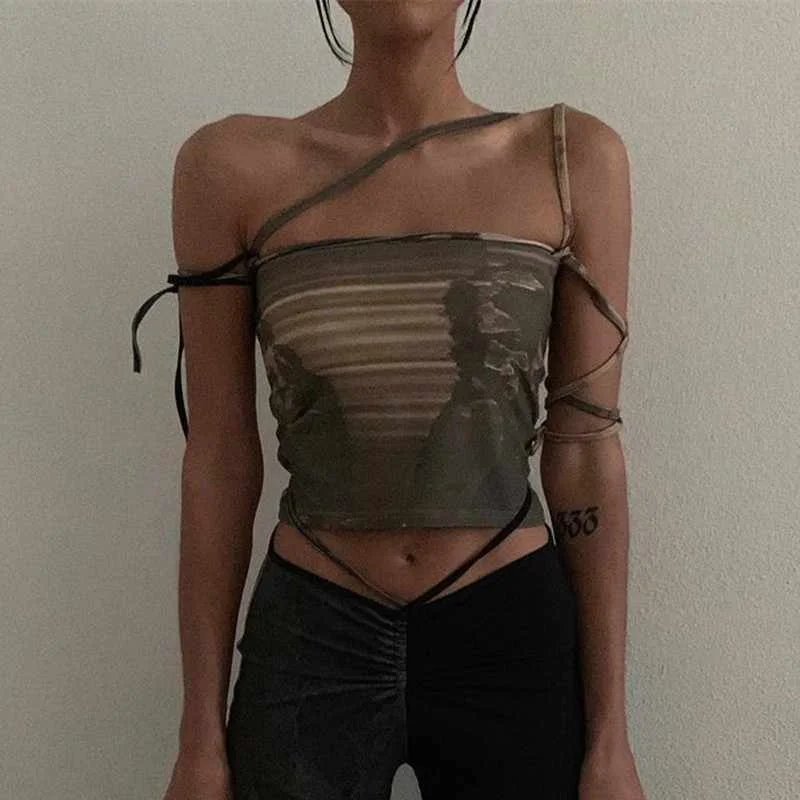 

Women Vintage Ruched Skinny Spaghetti Strap Tank Top Short Y2k Crop Top E-girl 90s Bustier Brief Vest T-shirts Tee