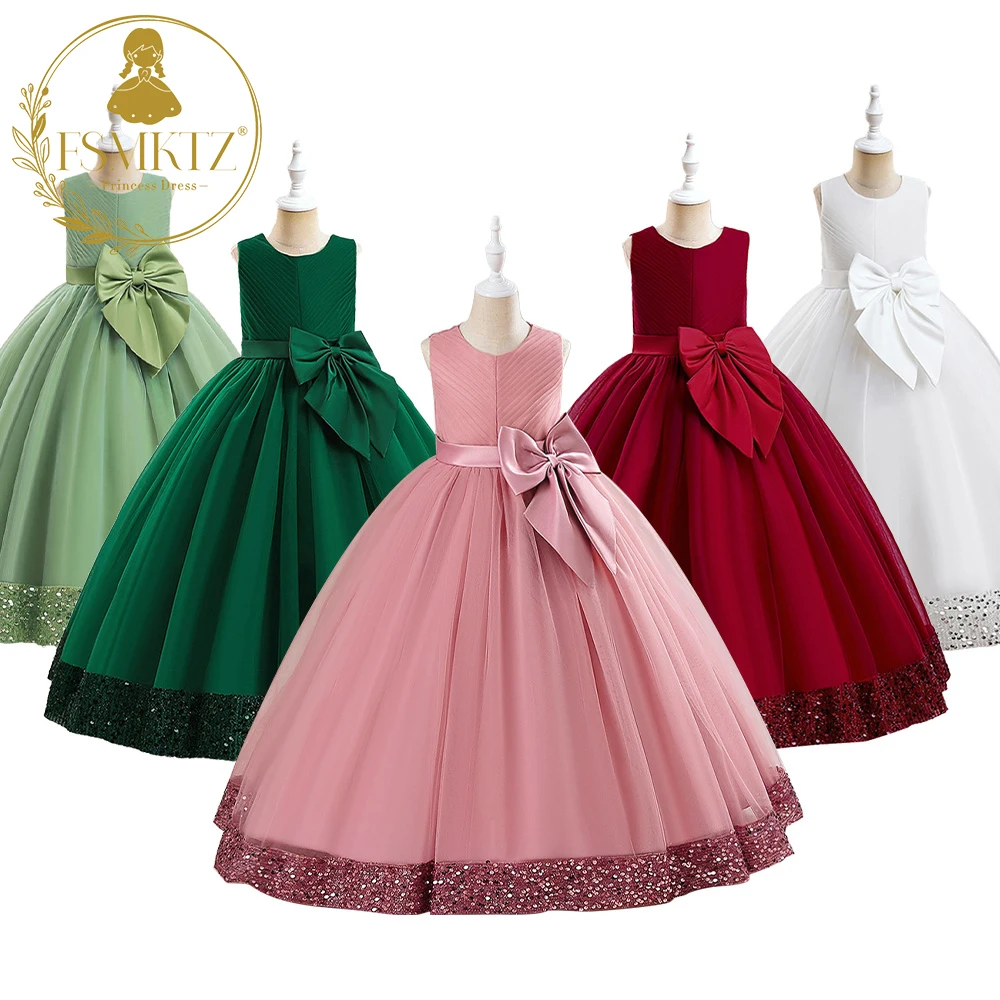 

FSMKTZ new princess lace dress kids flower embroidery wedding dresses princess dress for kids girls 10 years