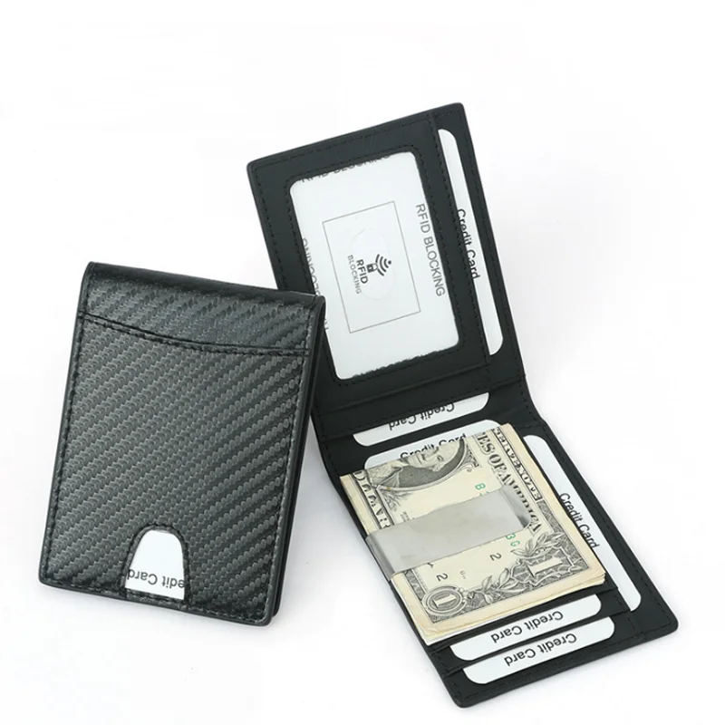 

Microfiber Card Holder Wallet Mens Slim Wallet RFID Blocking Money Clip Wallet Carbon Fiber Men Customized Logo Short