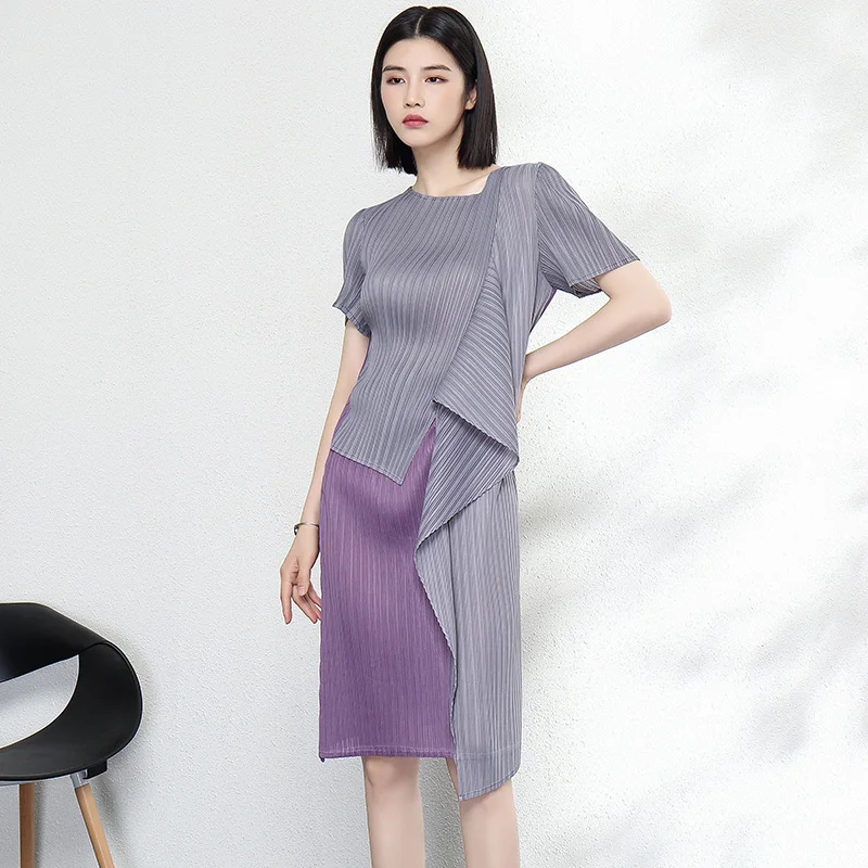 

Miyake pleated 2022Summer design new women's casual dress 100%polyester fabric pleats process, Accept customzied color