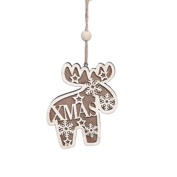 

Manufactures Custom Wooden Personalized deer shape with painted Christmas tree Pendant Hanging Decoration Ornament