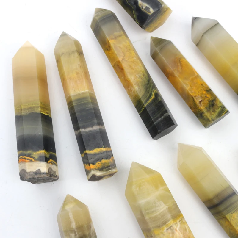 

hot sale natural gemstone crystals healing stones bumblebee jasper crystal point