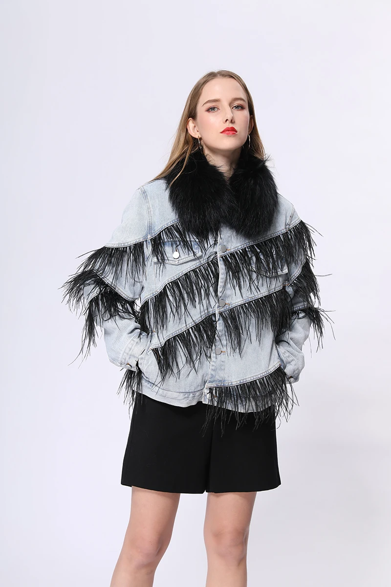 custom cool winter jacket turkey decoration short real fox fur