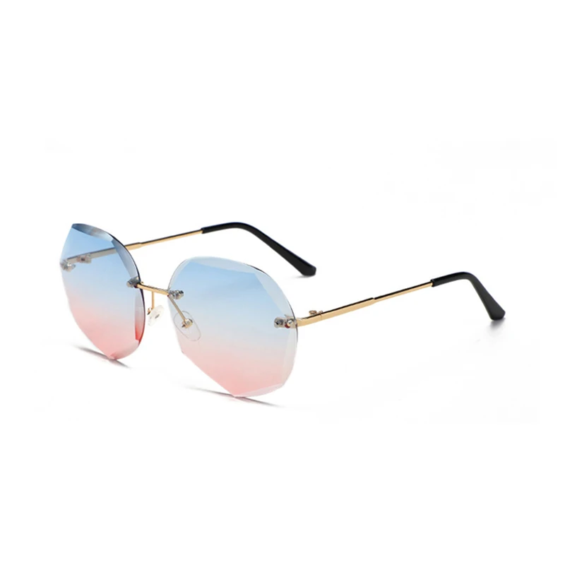 

Rimless Wholesale Resin Retro Shades Sunglasses Women Metal Trendy Glasses