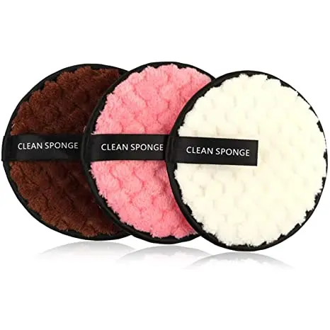 

Amazon Hot sale Reusable Microfiber Makeup Remover pads sponge for all skin type, White/pink/black/brown