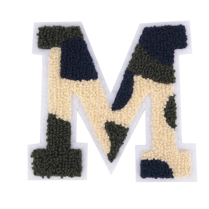 

Factory spot 26 letters 3diy camouflage towel embroidery processing clothing bag decoration embroidery patch gum cloth paste, Custom color