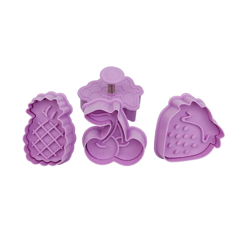 

Set of 4 3D Plastic Push-type Christmas Parent-child DIY Fondant Pottery Mold Cookie Biscuit Plunger Cutter Mould Fondant Cake, Purple