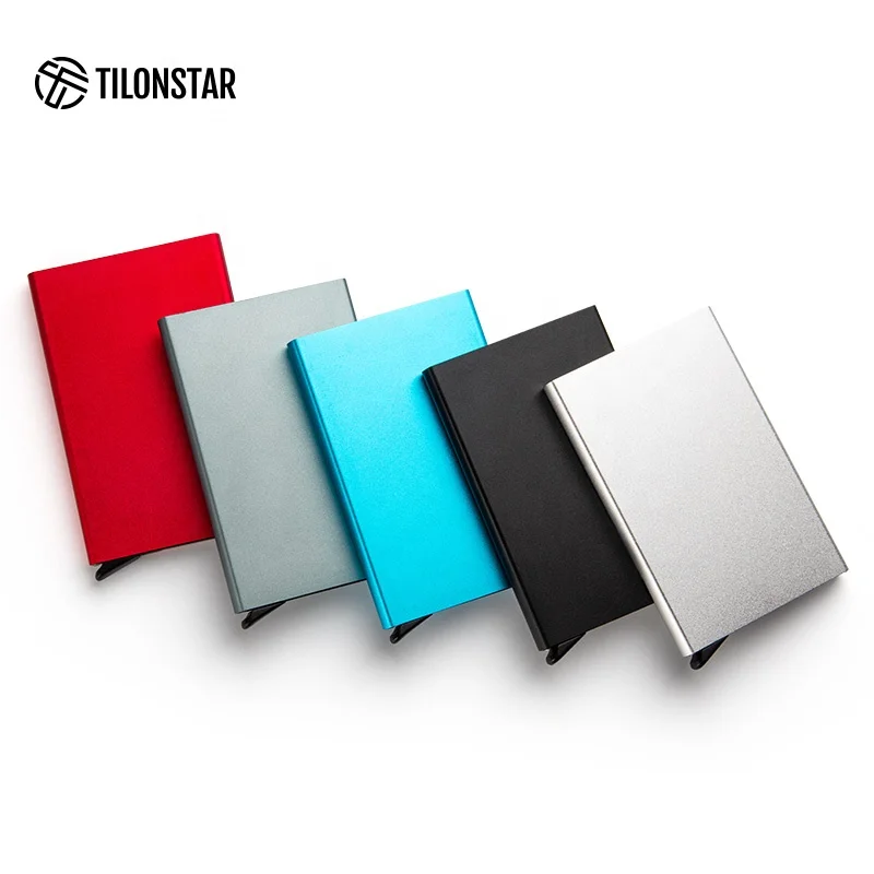 

TILONSTAR Hot Sales Rfid Blocking Pop Up Business Credit Card Holder Wallet Aluminum Wallets