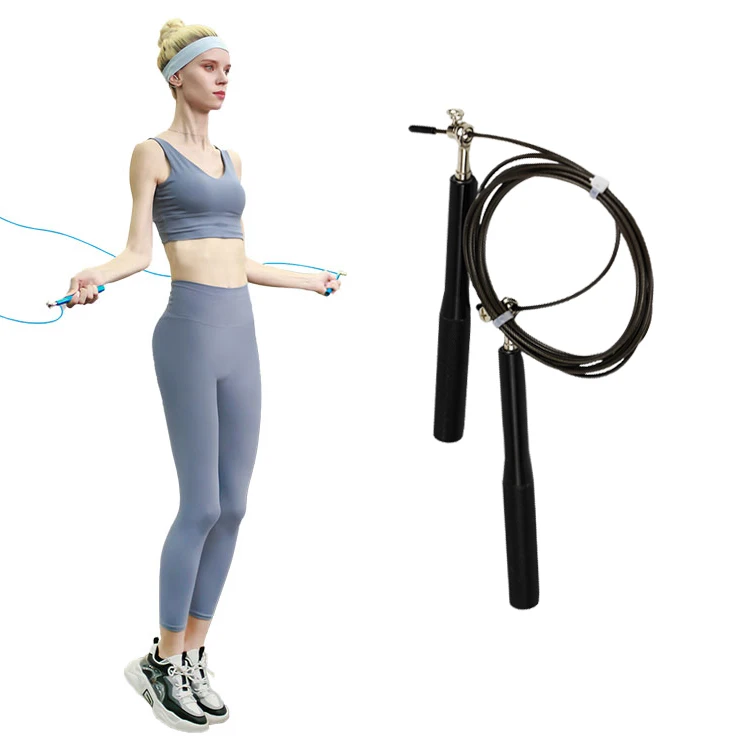 

Custom Logo Fitness Exercise Training Aluminium Handle Weighted skip rope Speed Jump Rope, Black or more