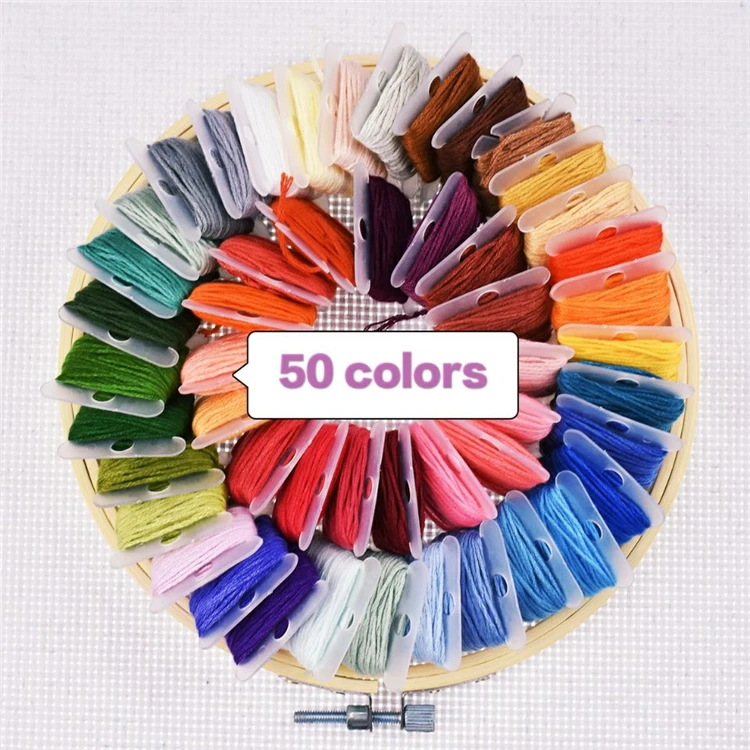 

50 Color Multi Color 8 Meters 6 Strands Embroidery Thread Polyester Cotton DIY Cross Stitch Thread, 447colors