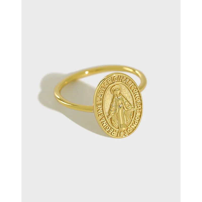 

Resizable Index finger ring real gold plated Sterling silver Madonna round band ring