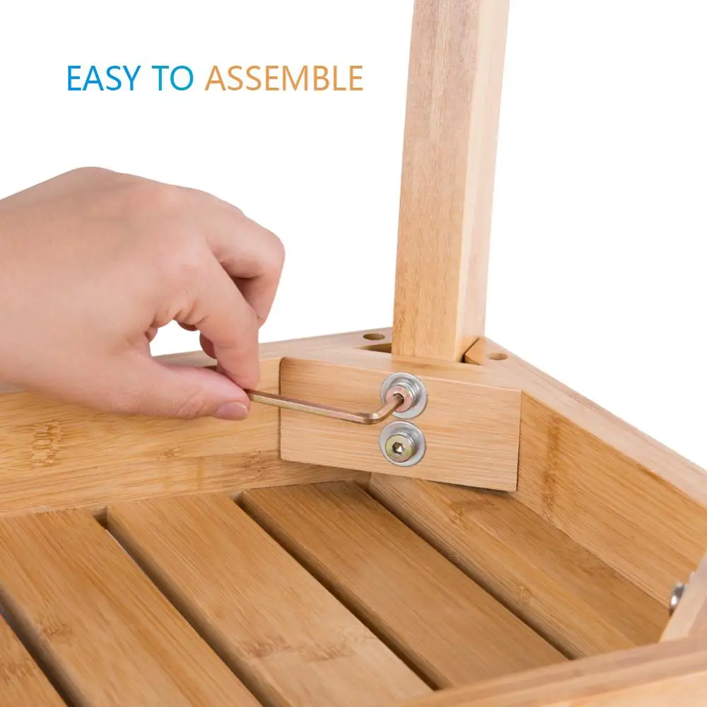 
Bamboo Shower Bench Spa Seat Bathroom Chair with Waterproof Storage Shelf for Indoor or Outdoor 