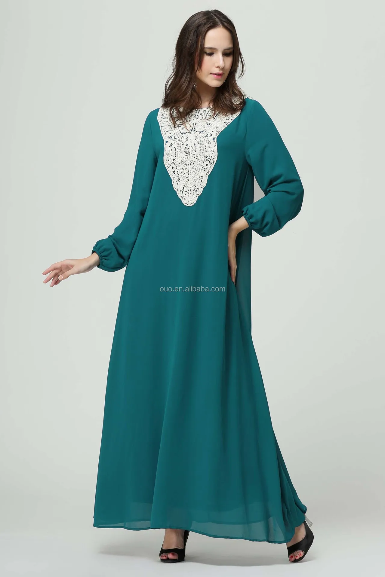 时尚设计长袖雪纺长裙 om009 - buy muslim long sleeve maxi dress
