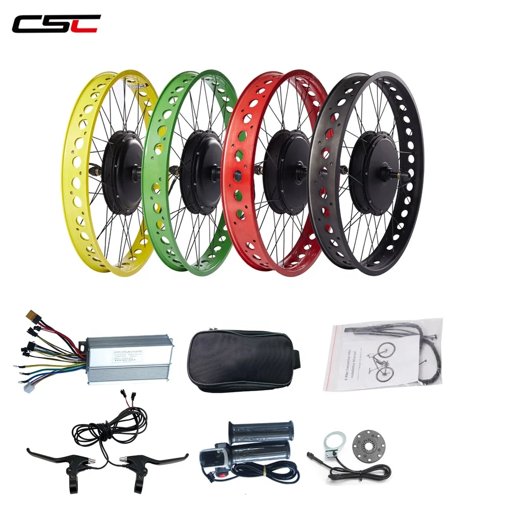 

Fat tire Ebike conversion kit 1000W 48V 20 24 26inch color red rim available electric snow bike kit