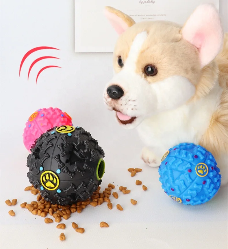 

Colorful Squeaky Sound Training Throw Pet Dog Toy Ball Plastic Pet Cleaning Ball Chew Toy Teeth Cleaning Balls Food Dog Toy