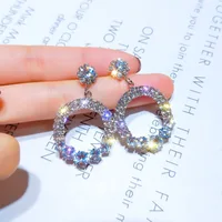 

2019 new alloy zircon rhinestone circle s925 silver needle geometric earring