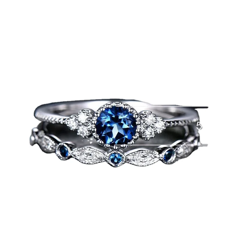 

Fashion Zircon Womens 2in1 set crystal gem stone rings, Black
