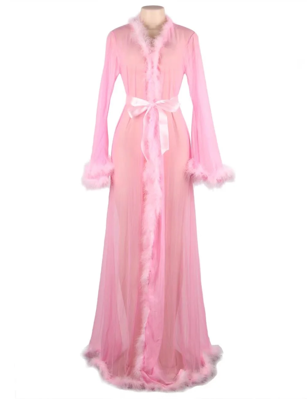 

China Quality Manufacturer Ladies Queen's Luxurious Fleece-Trimmed Translucent Sexy Lingerie, White\black\pink\red