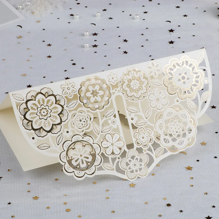 
Beige new design 3D butterfly laser cut card wedding invitation with envelope 