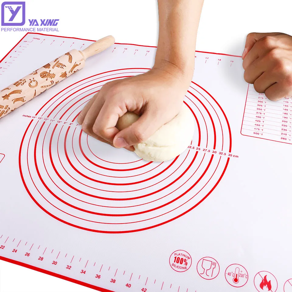 

Non Stick Silicone Mat Upgrade with Measurement Nonslip Baking Mat Used for Rolling Dough Pie Crust and Pizza Durable Easy Clean, Black, white, red,grey