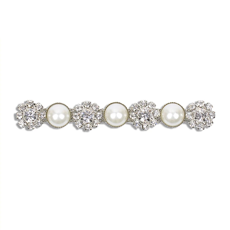 

Clear Crystal Siver Rhinestone and Pearl Chain Trims Cup Chain