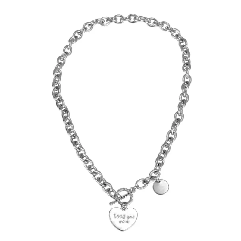 

Cool Punk Heart Shape Link Chain Statement Choker OT Necklace for Women Men Boy Girls