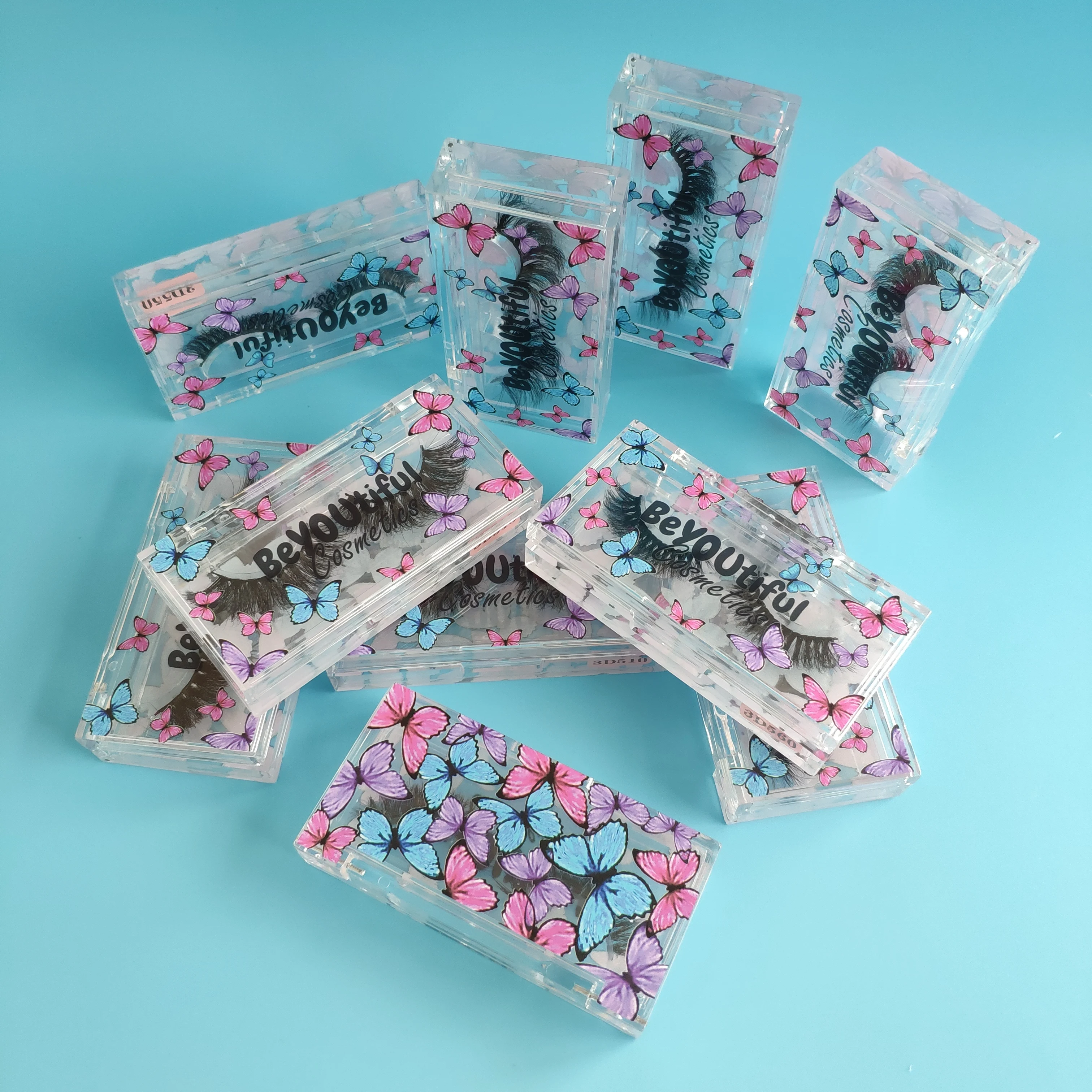 

3D Faux Mink butterfly packaging Box Private Label False eyelashes, Natural color