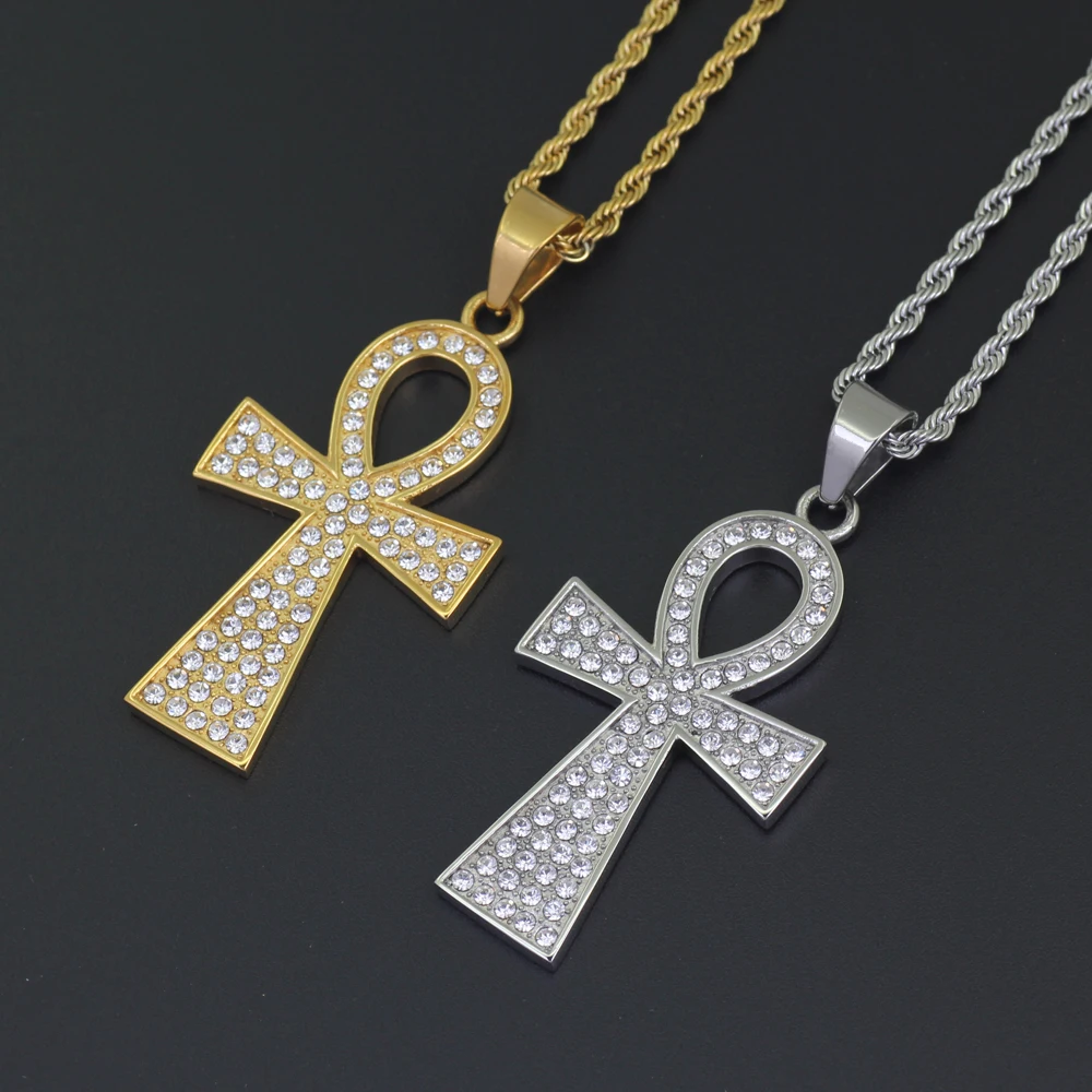 

TUNKALL SN140 Hip Hop Gold Silver Anka Pendant With 24inch Rope Chain Stainless Steel Jewelry