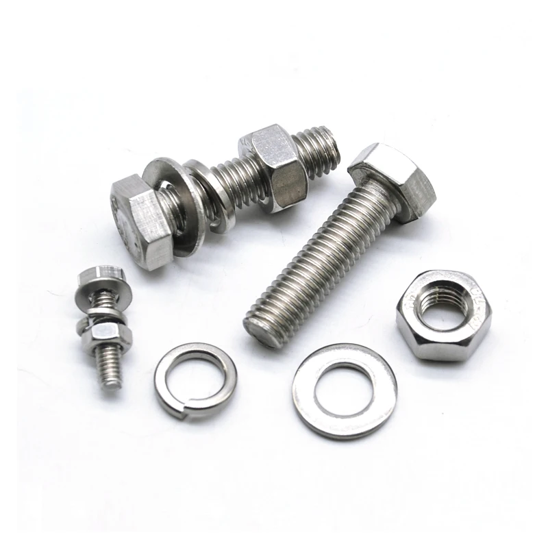 
Stainless steel din933 hex bolt with nut and washer 