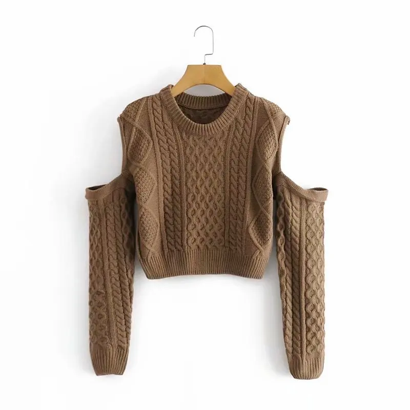 

Women knitwear fashion holes in sleeves sweater women knit autumn winter sweater