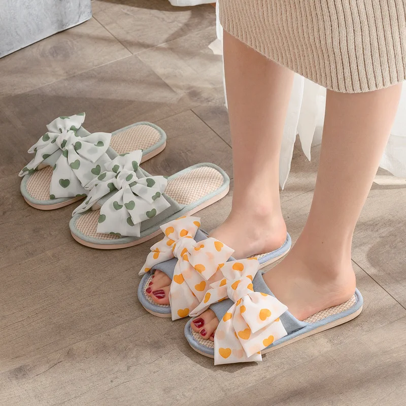 

Dropshipping women slides 2022 bow design outdoor slipper fashion bedroom slides slippers