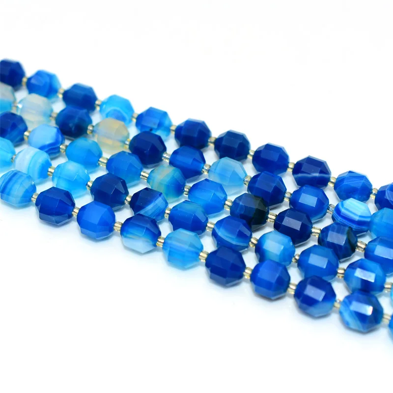 

Trade Insurance  Bucket Shaped 6 Colors Blue Striped Agate Loose Beads