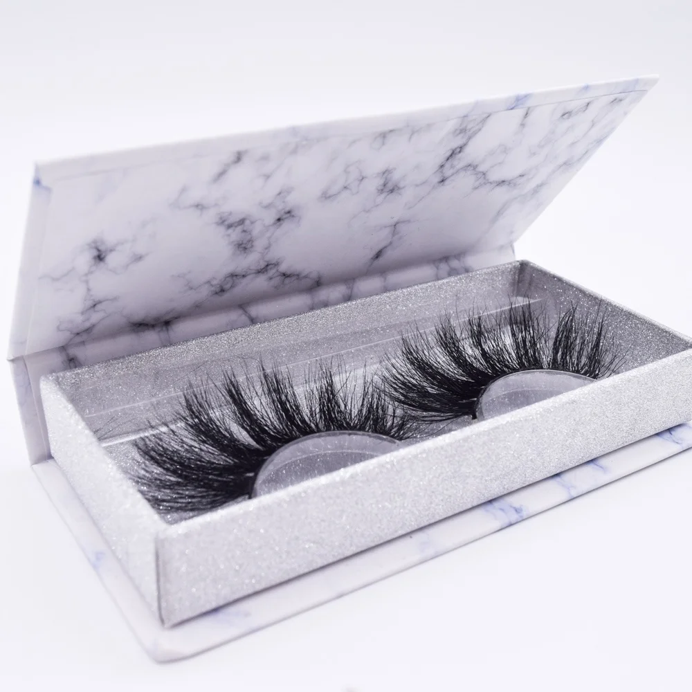 

Super Quality Private Logo Custom Magnetic Box Clear Band Hand Made Mink Lashes Fake 3D Faux Mink Eyelashes, Natural black