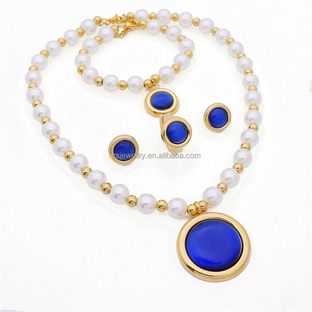 

Sapphire Coral Beads Gemstone Luxury Fashion Set African Set Dubai Jewelry Sets Gold Plated 18K