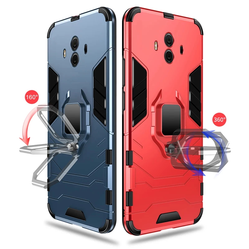 

Shockproof Stand Back Cover Anti-knock Finger Ring Kickstand Case for Huawei Mate 10 20 30 40 Pro Plus Lite P50 P40 P30 Nova, Blue,red,black