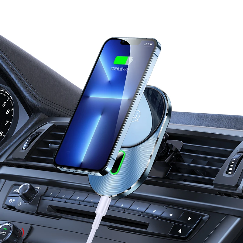 

USAMS CD170 Magnetic Wireless Car Charger QC3.0 Adapter Fast Wireless Car Charger Mount for iPhone 13, About 76g (includes air vent clip)