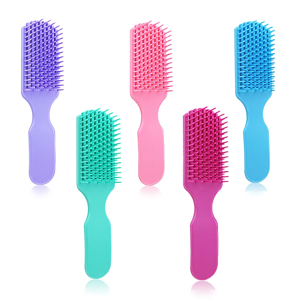 

Kid-friendly style hair comb plastic ABS 9 claws massage comb small size wet hollow hair brush, Candy 5 colors