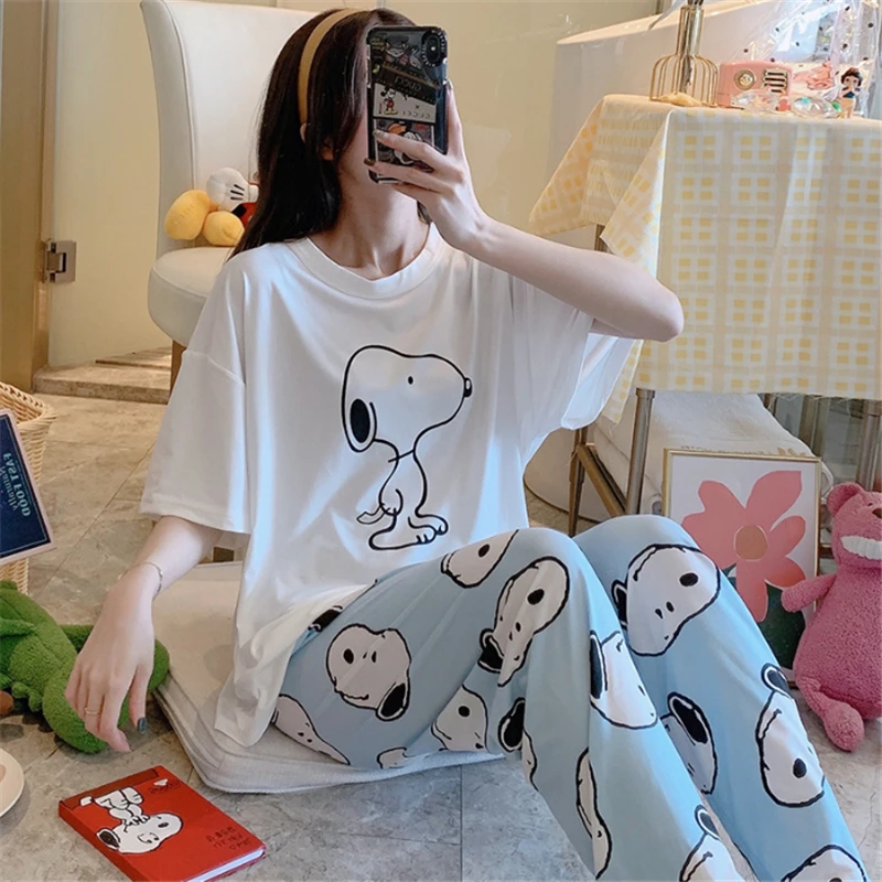 

Cartoon Pajama Set Short Sleeve Printed Summer Pajamas Set Pijamas Por Mayor Women'S Sleepwear