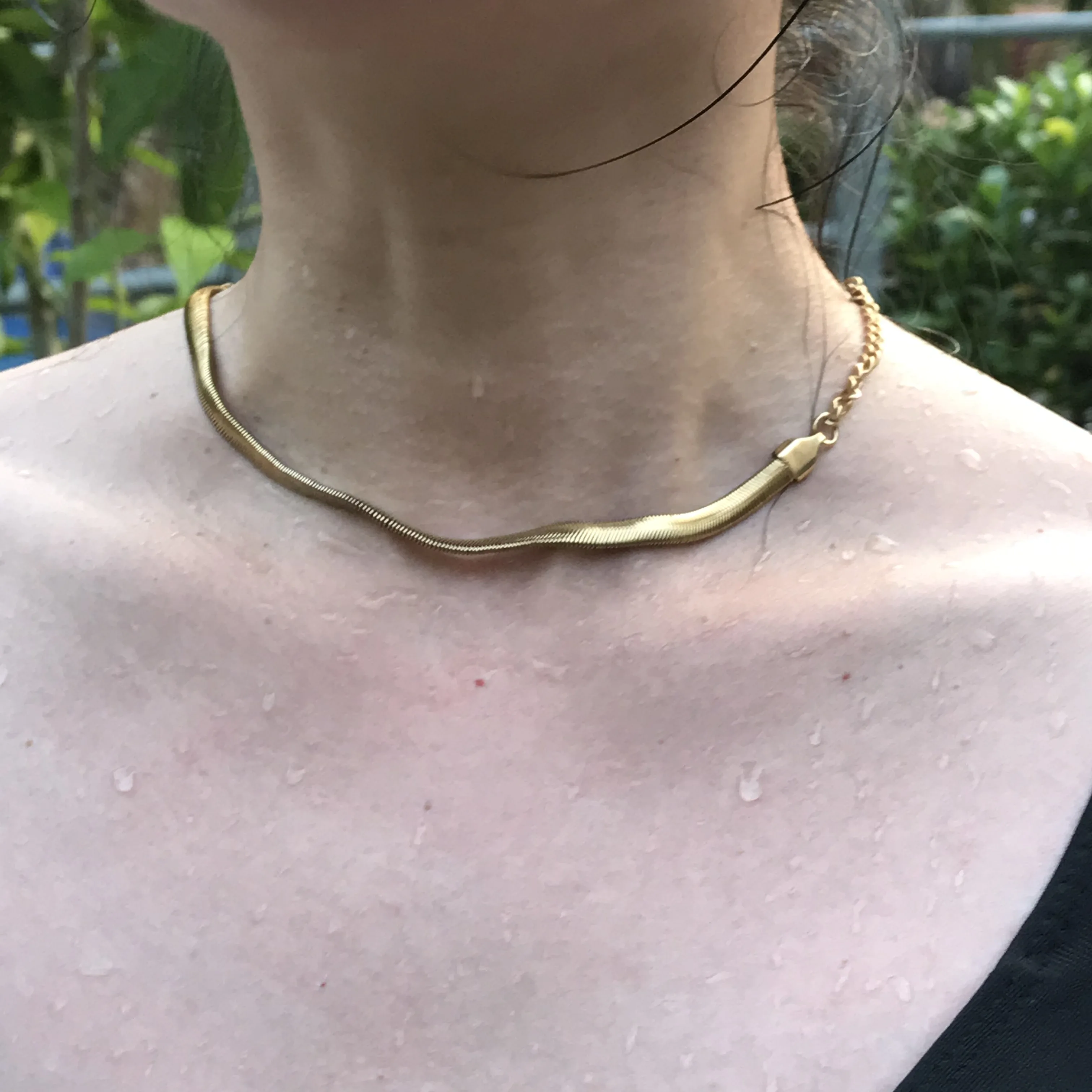 

Waterproof Stainless Steel Necklace For Women, Chunky Flat Snake Chain Necklace, Gold Snake Chain Choker Necklace Girls, Silver / gold / black / black / rose gold / blue ...