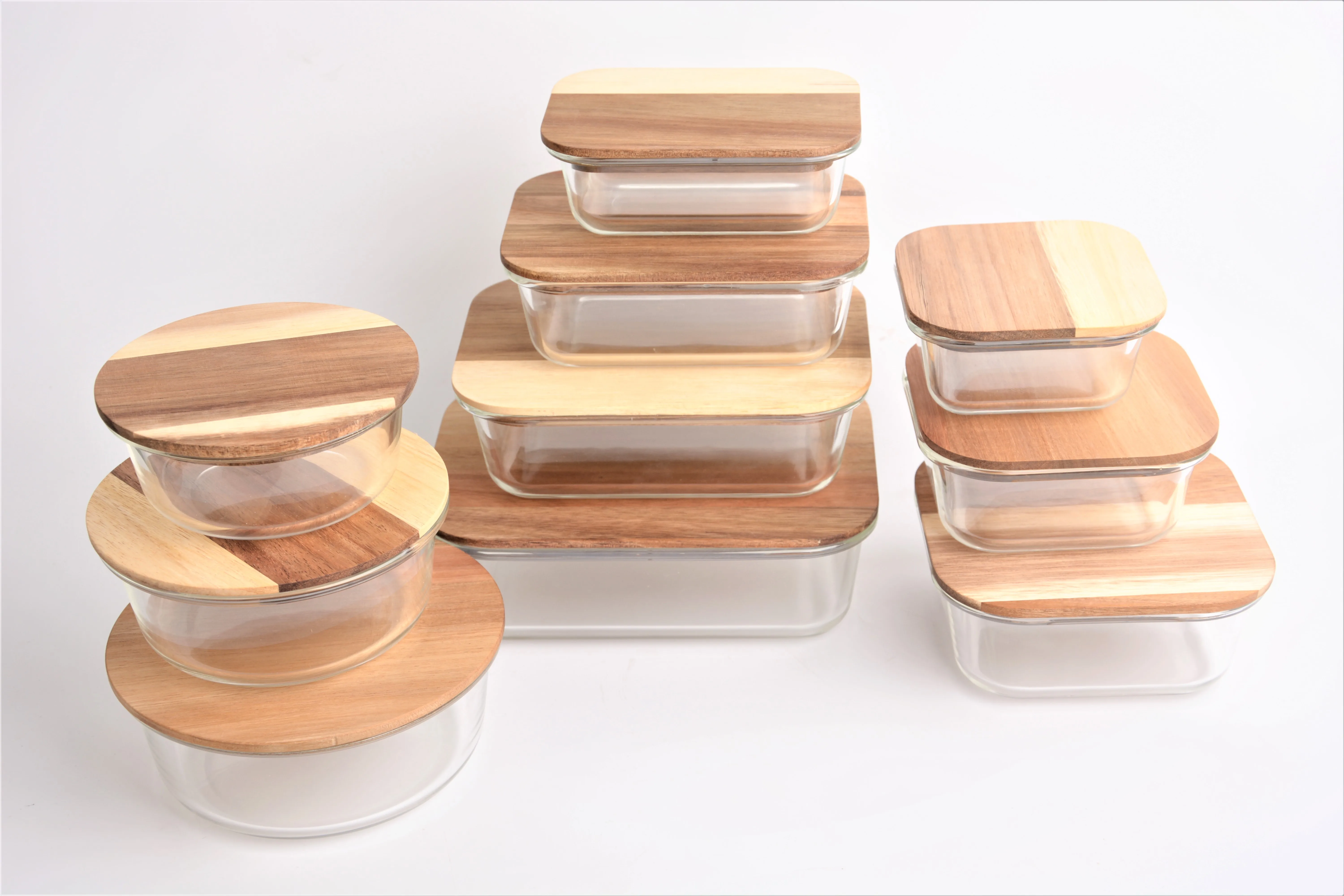 Ecofriendly Food Meal Prep Containers With Acacia Wood Flip Lid Wooden