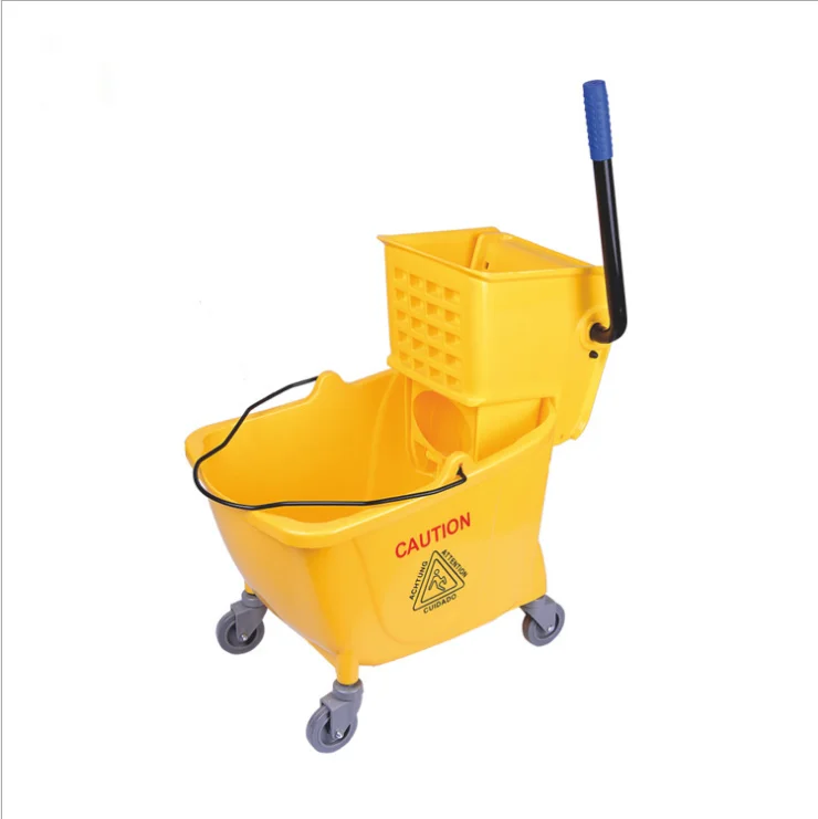 

recycled plastic cleaning squeeze mop bucket with wringer, Yellow