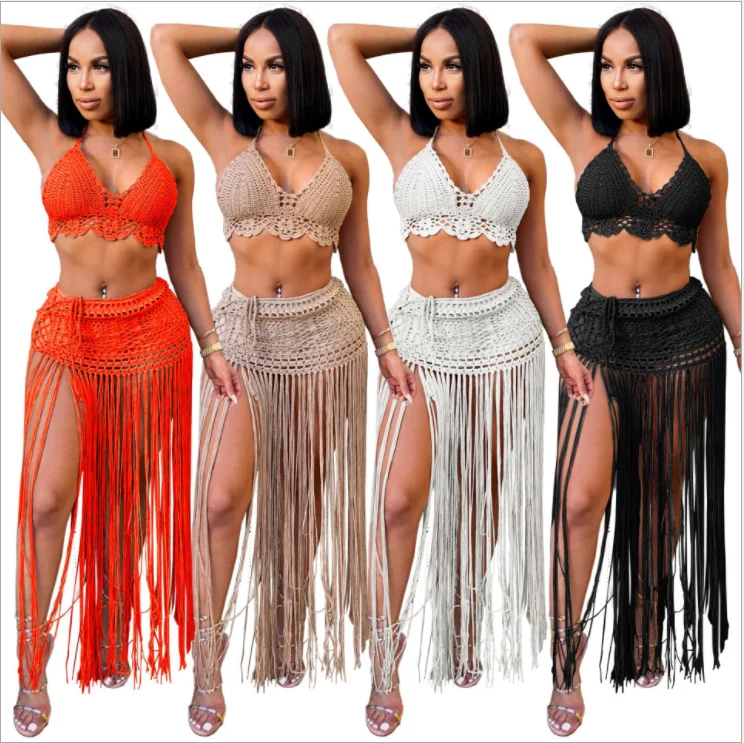 

Hot selling women's woven beach blouse fashion set woman's beach bathing suit