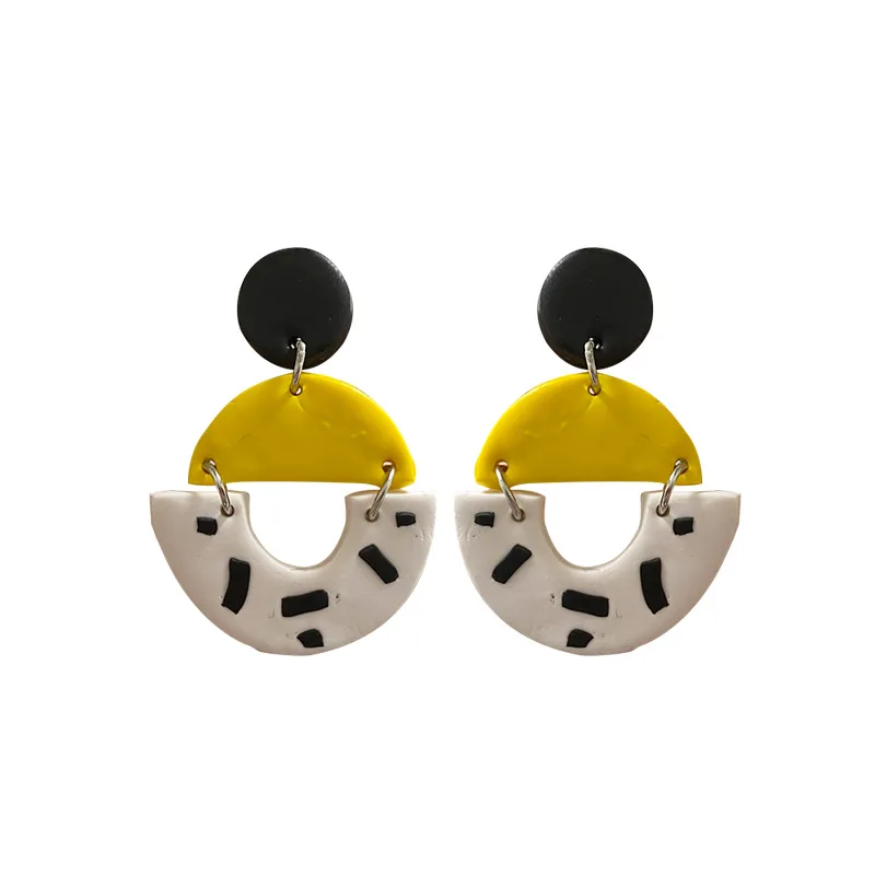 

New Fashion Multi Colors Simplicity Womens Earrings Trendy Geometric Handmade Polymer Clay Earrings, Picture