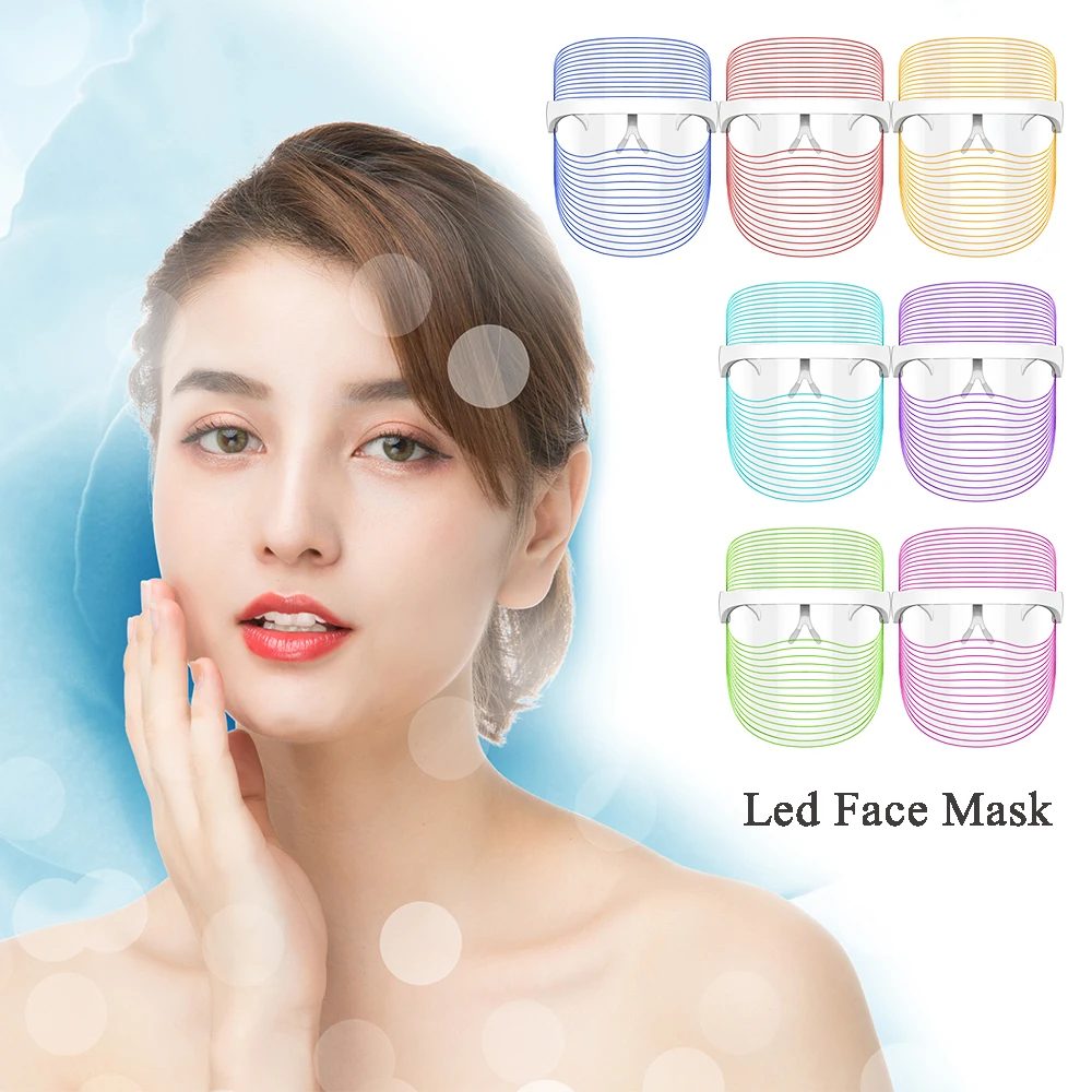 

7 in1 Colors Korea Phototherapy Led Usb Rechargeable Beauty Face Mask Facial Light Up Therapy Infra Red Led Face Mask