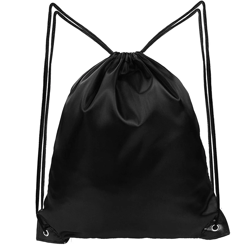 

Logo Drawstring Black Backpack Bags Sports Cinch Sack String Backpack Storage Bags for School Gym Traveling, Customizable