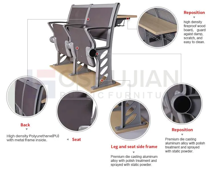 Lecture furniture university desk step chair College Table and Chair