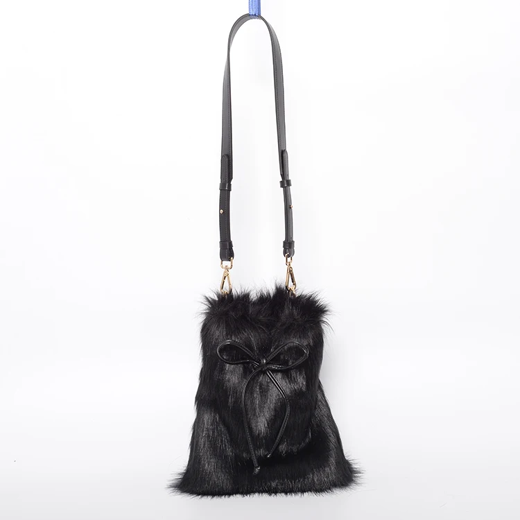 

Jtfur Trendy winter furry fur bag women soft shoulder bag solid color fluffy fur purse, Customized color